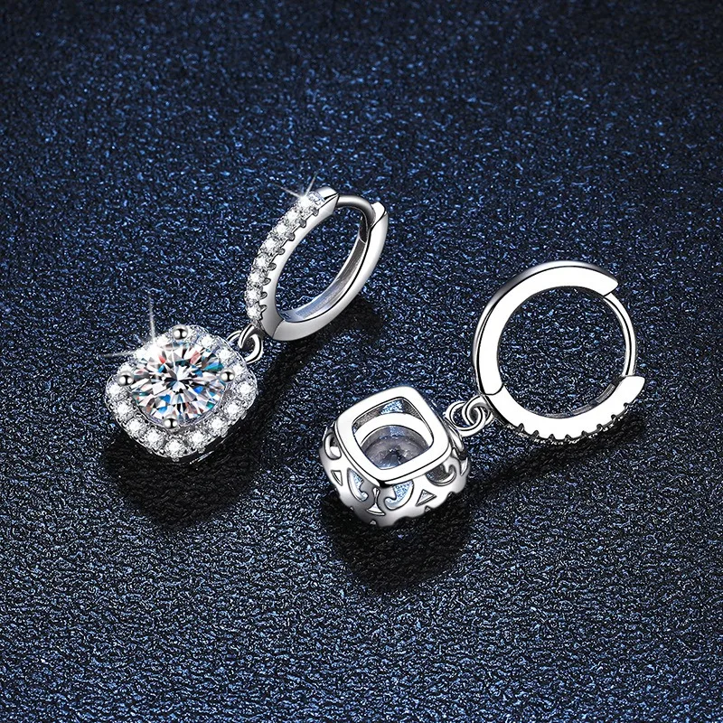 

1CT GRA Certified Moissanite Earrings D Color VVS 925 Sterling Silver 18K Gold Plated Wedding Jewelry Gift for Women