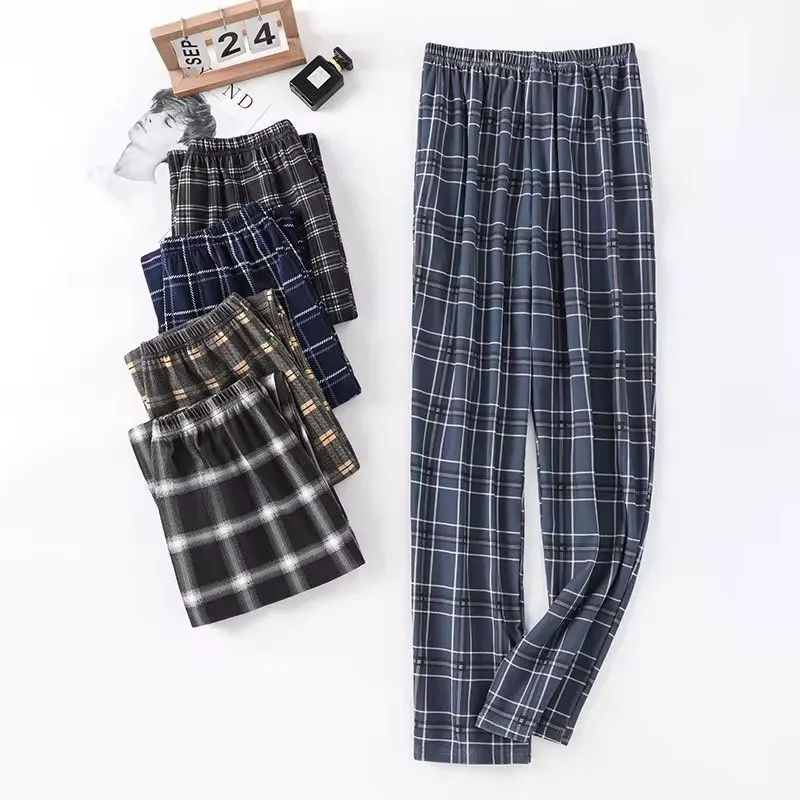

New Style Hot Sale Cotton Plaid Pajama Pants For Adluts Home Furnishing Cotton Trousers Cotton Pajama Men Sleep Bottom Home Wear