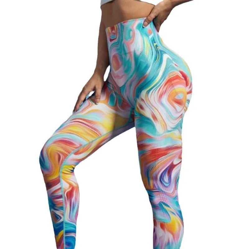 Fitness Butt Lift Leggings Women High Waist Print Leggings High Elastic Seamless Knitting Workout Running Yoga Leggings