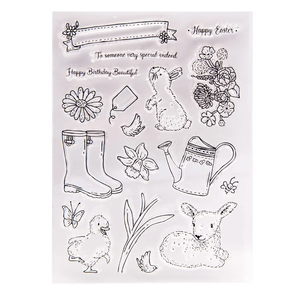 Clear Rubber Stamps for Card Making, Easter Bunny Sheep Transparent Silicone Ink Stamps for DIY Scrapbooking Album Crafts T1776