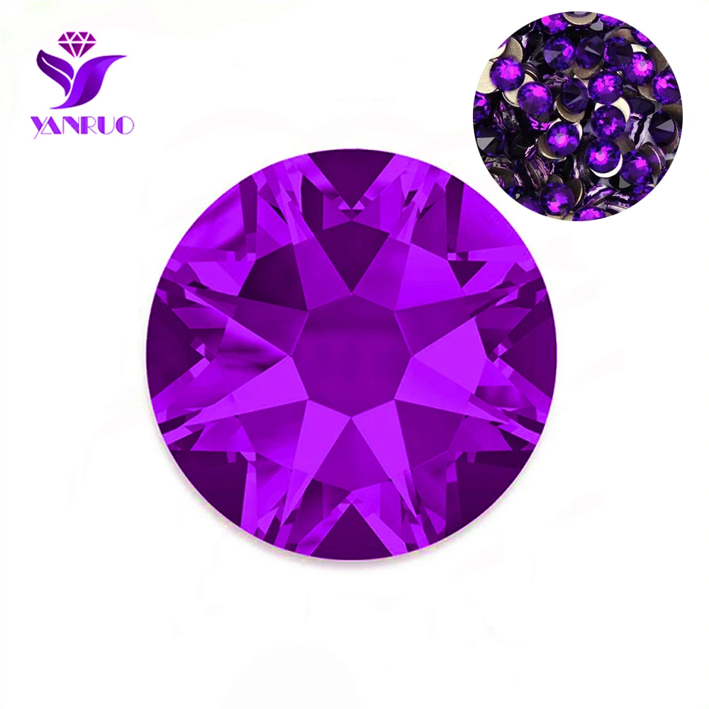 YANRUO 2088 Non hotfix 16 cut Charm Purple Velvet Charm Nail Art Crystal Rhinestones DIY Craft Decor For Dresss