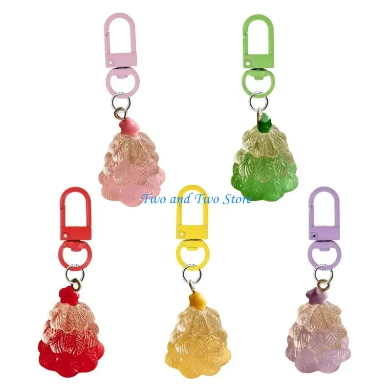 HX6F Multicolor Festival Resin Chain Christmas Tree Theme Everyday Use Keychain