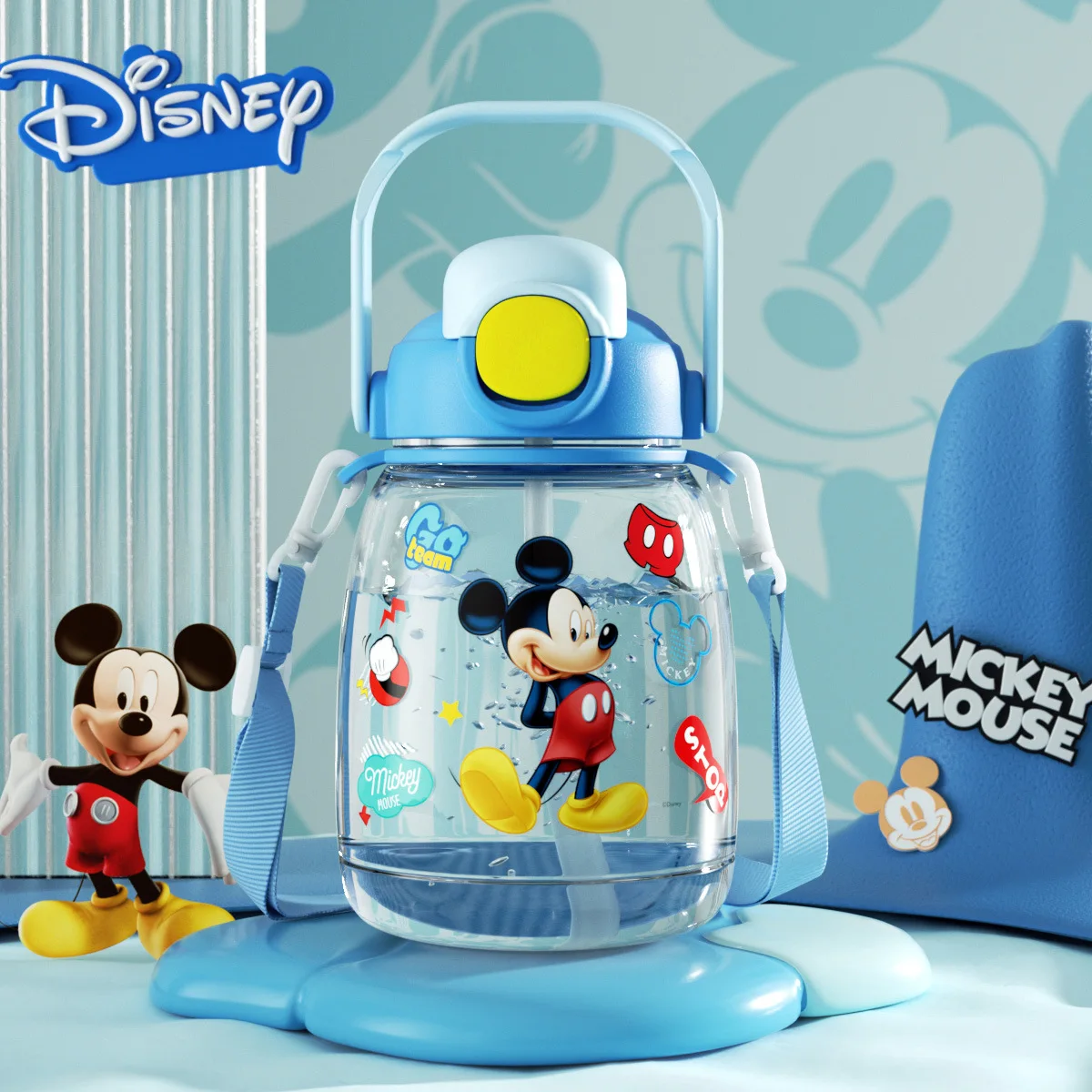 

Disney 1100ml/1300ml Mickey Mouse water cup big belly cup large capacity Mickey Minnie children's water cup sports water bottle