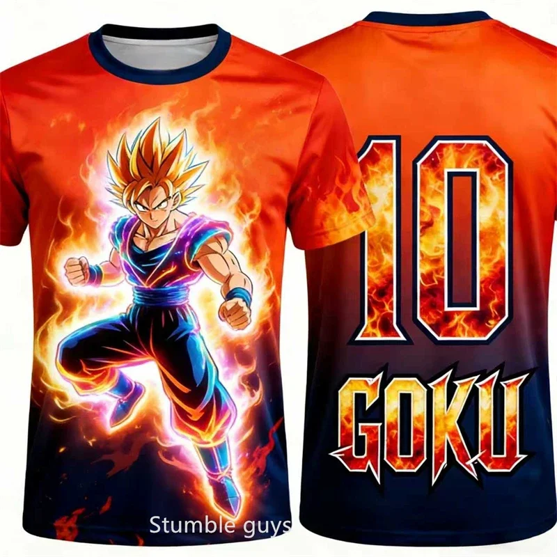 Herren Dragon Ball Basketball-Style T-Shirt Frieza Cell Muster Sommer Sportbekleidung Jungen Fußballstar-T-Shirt Herrenkleidung