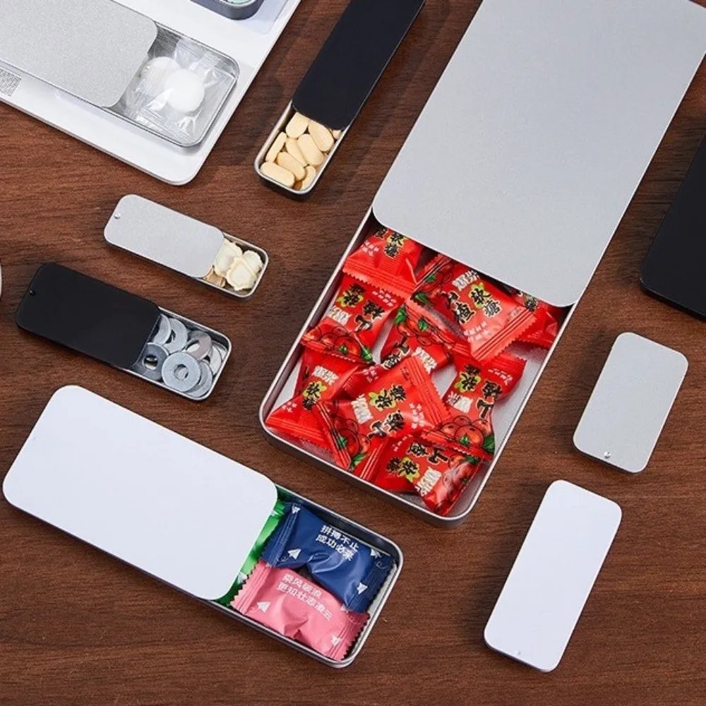 Multi Size Sliding Lid Tin Box Small Size Slide Top Push-Pull Tin Box Metal Rectangular Tinplate Material Storage Tin Box
