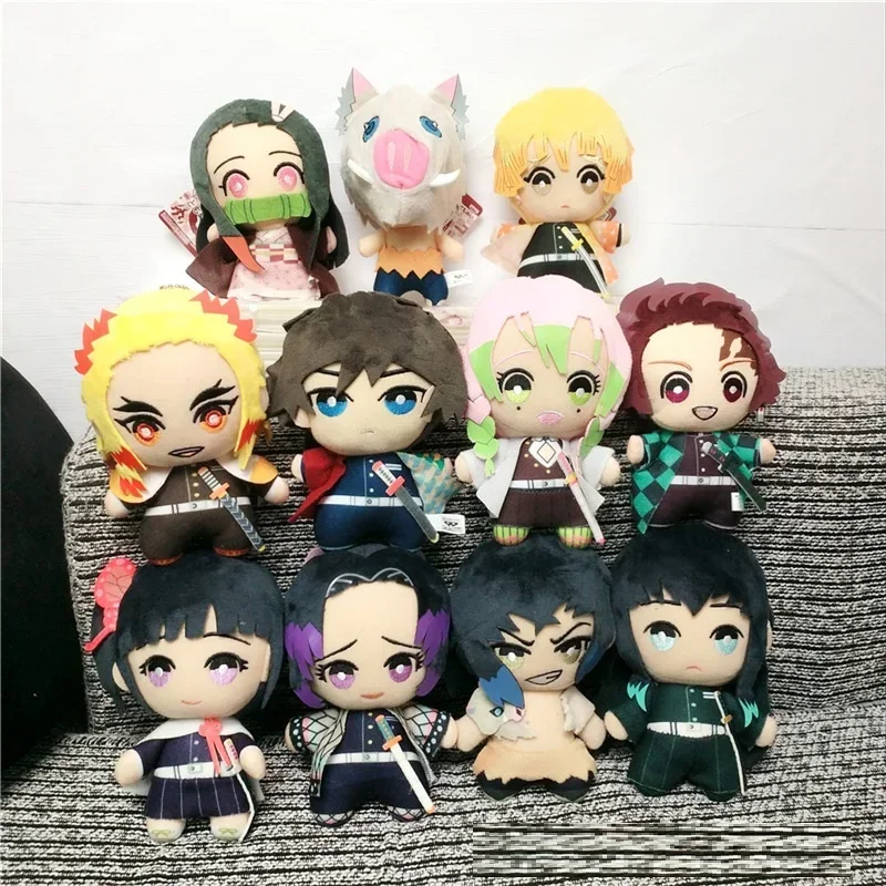 15cm Japan Anime Demon Slayer Akaza Rui Iguro Obanai Tanjirou Kamado Nezuko Agatsuma Zenitsu Plush Toys Doll Peluche Gift