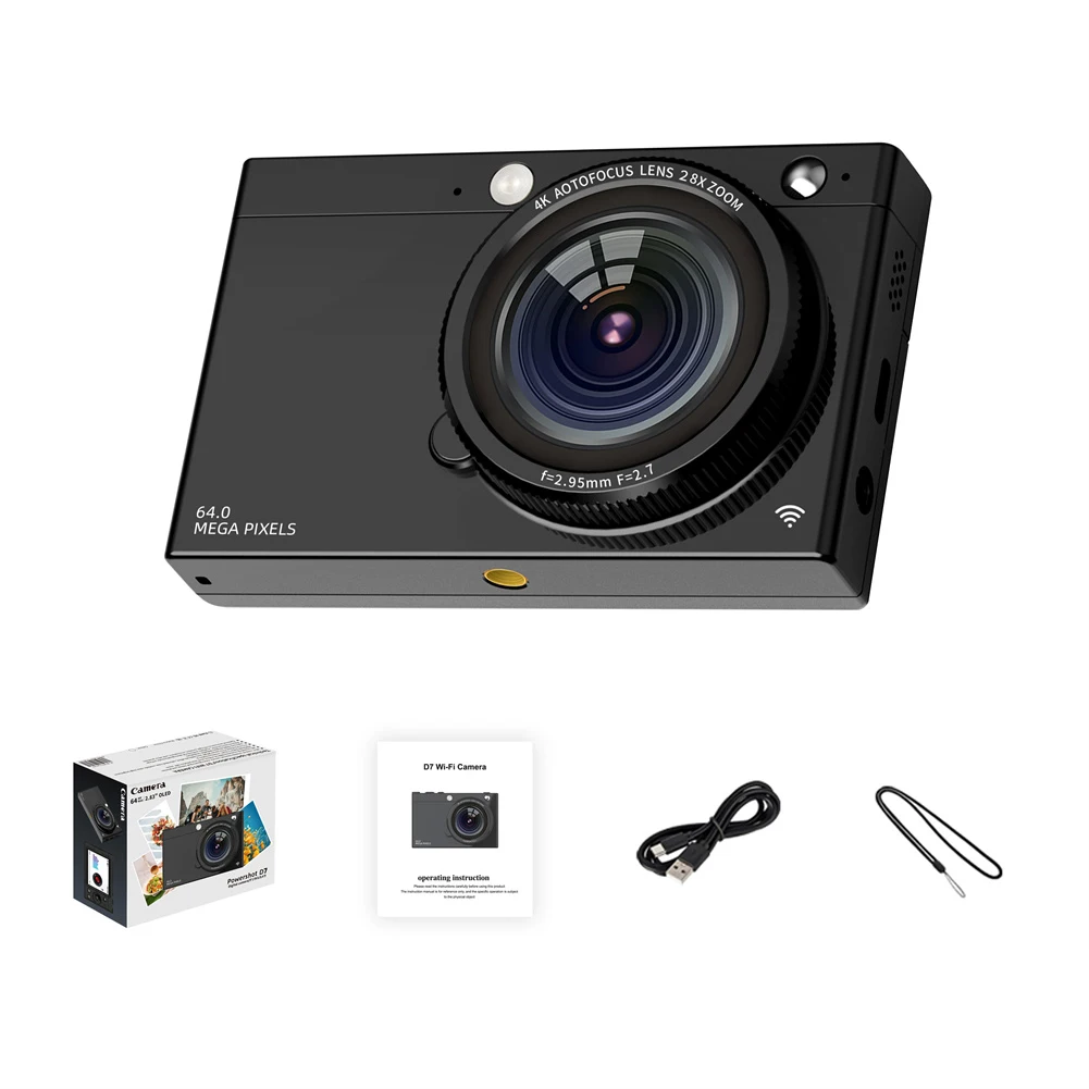 D7 4K Digital Camera 2.83 Inches IPS Display Screen HD Camera 28x Optical Zoom Portable Vlogging Camera