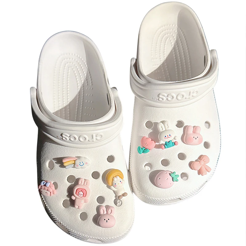 Милый кролик, подвеска для обуви для Crocs DIY, аксессуары для обуви Bogg, сумка, сланцы, сандалии, сабо, детские подарки