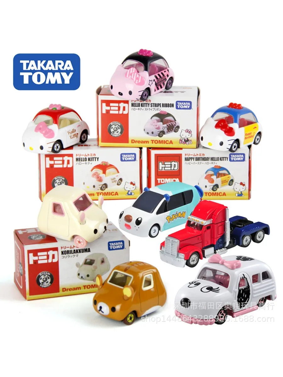 TAKARA TOMY Japanese version authentic simulation alloy car model Winnie Mickey Snoopy children's toy decoration