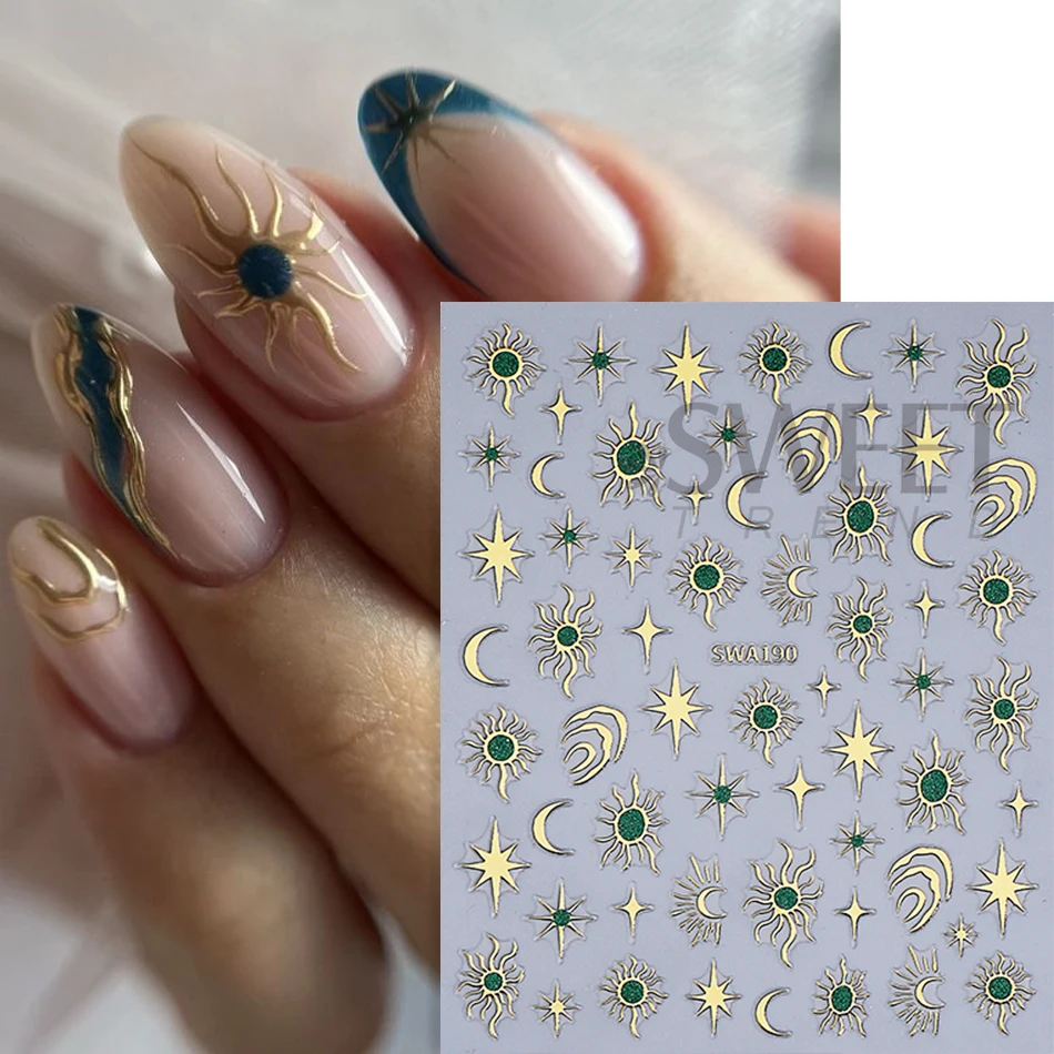 3/5pcs Bronzing Star Sun Moon - огляд і ціна Nail Art Maroon