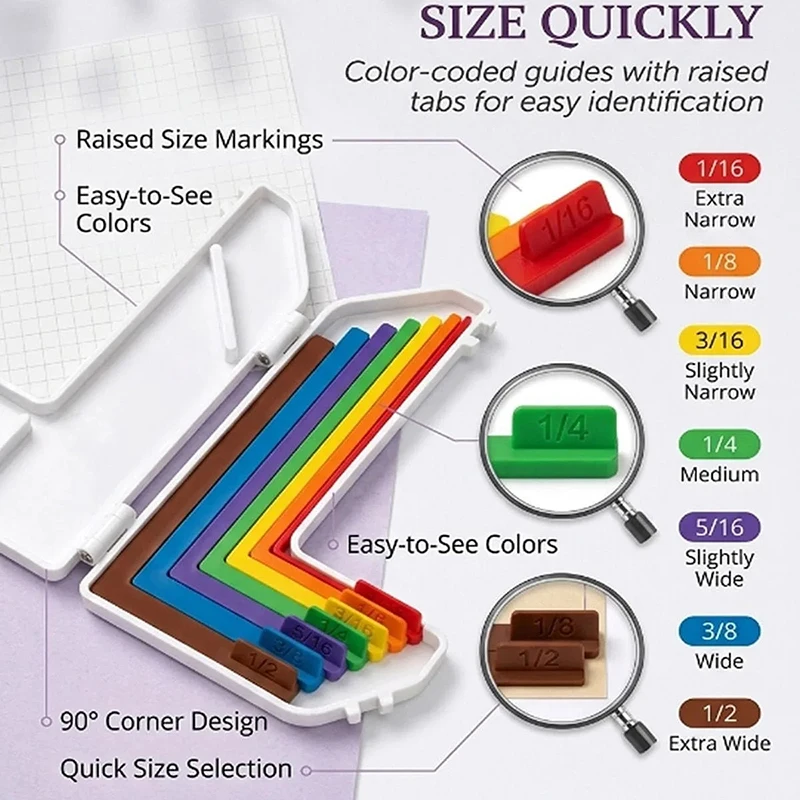 Paper Crafting Alignment Guide Set With Storage Box 7 Edge Precision Laminated Spacers Color Coded Card Making Scrapbooking DIY view 5