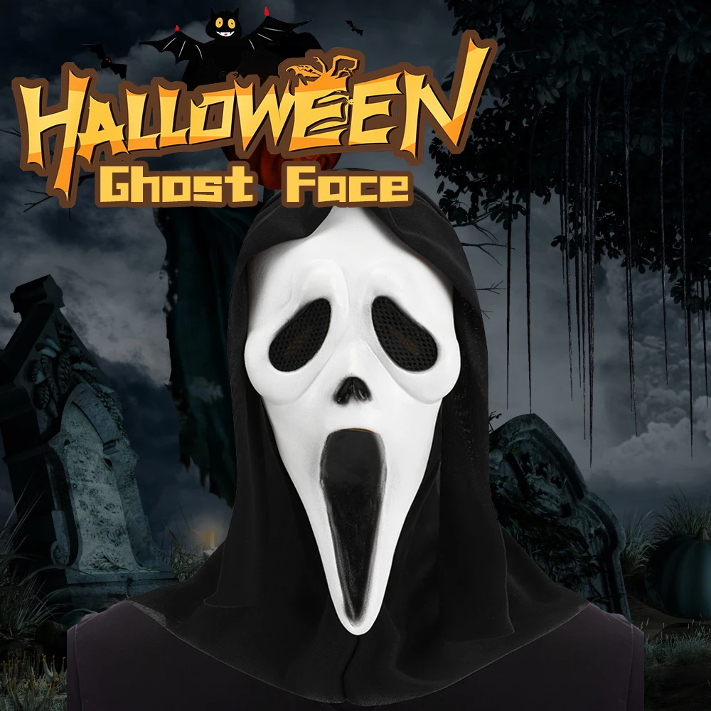 1/2PCS Halloween Cos Horror Monster Screaming Ghost Face Mask Scary Headgear Adult Prom Props Latex Haunted House NPC Play