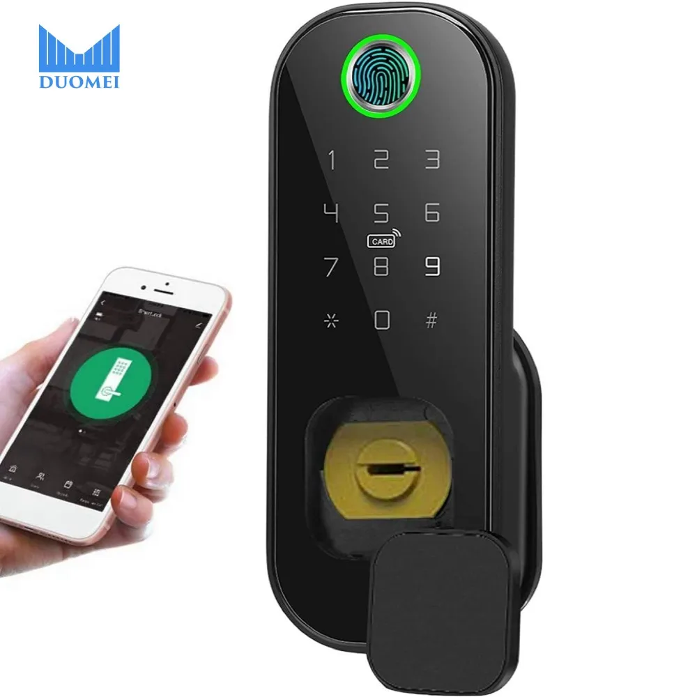 

5 in 1 Key Card Password Biometric Touch Screen Fingerprint WiFi Tuya Door Lock Smart Lock for Home Apartment