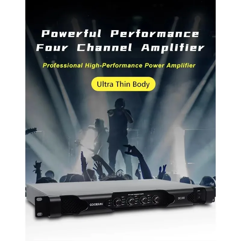 MIA-DE1300 4*2000W*4Ω 1U Digital Amplifier 4*2000W 2 Channel Power Amplifier Stereo Sound System Pro Audio Class D Amplifier