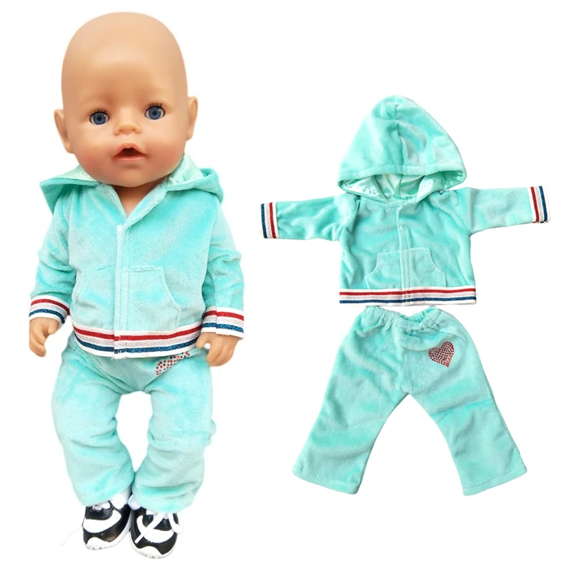 doll clothes 43cm Bebe doll spring green Coat for 18 Inch American Generation Girl Doll sport sweater