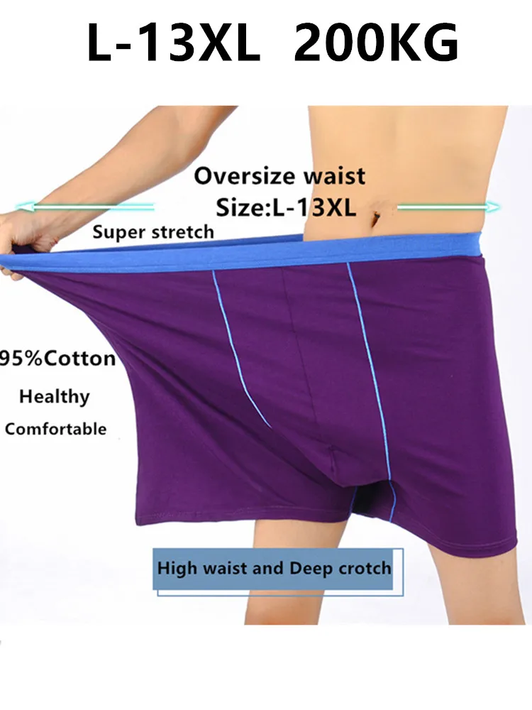

Мужские трусы-боксеры из чистого хлопка, большие размеры (10XL, 9XL, 12XL, 13XL), с высокой талией, эластичные, для мужчин весом до 200 кг