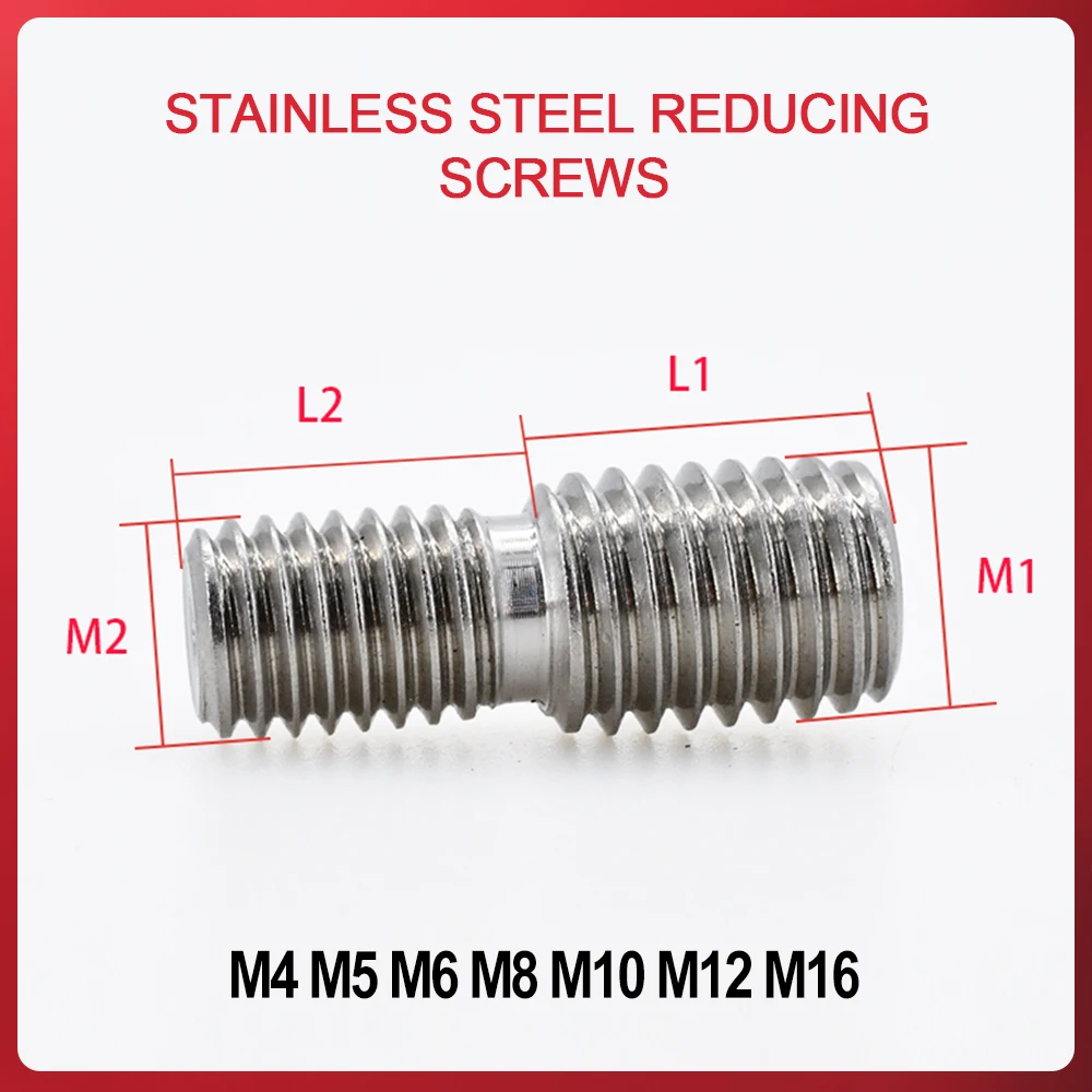 M4 M5 M6 M8 M10 M12 M16 304 Stainless Steel Reducing Screws Conversion Double-ended Headless Screw Converter Bolt Camera Adapter