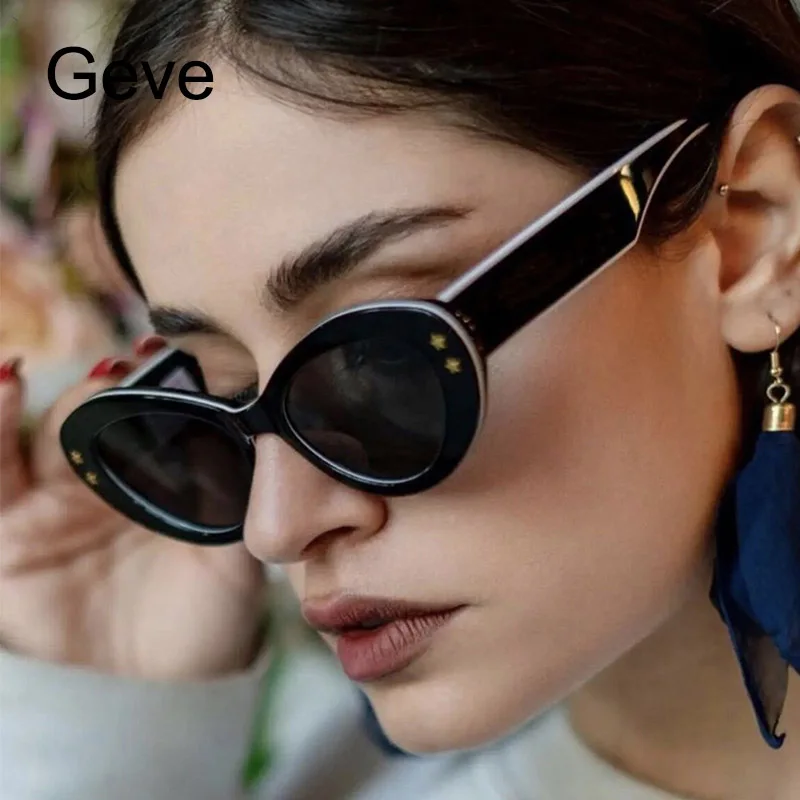 Fashion Black Cat Eye Sunglasses For Women Luxury Designer Black Small Frame Sun Glasses Shades UV400 Vintage Glasses