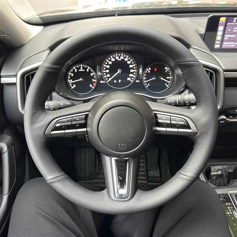 Hand Sewing Car Steering Wheel Cover Microfiber Leather Car Accessories For Mazda 3 Axela 2019 2020 CX-30 2020 MX-30 2020