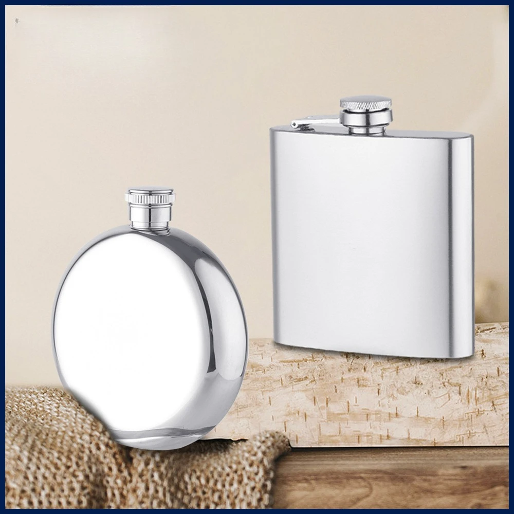 

Круглая набедренная колба, портативная, высококачественная бутылка для водки, небольшая набедренная колба из нержавеющей стали для путешествий на открытом воздухе и кемпинга