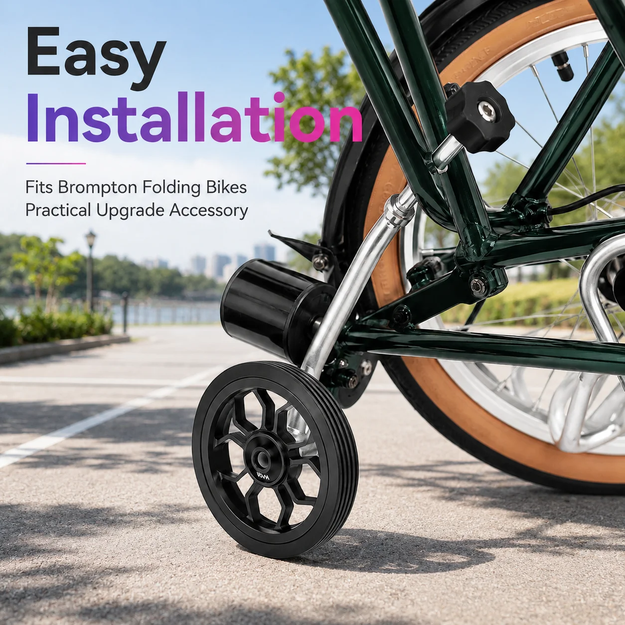 VXM 80MM Faltbares Fahrrad Easywheel, großes Easy Wheel aus Aluminiumlegierung, modifizierte, gedichtete Lager-Schubräder für Brompton – Detail 5