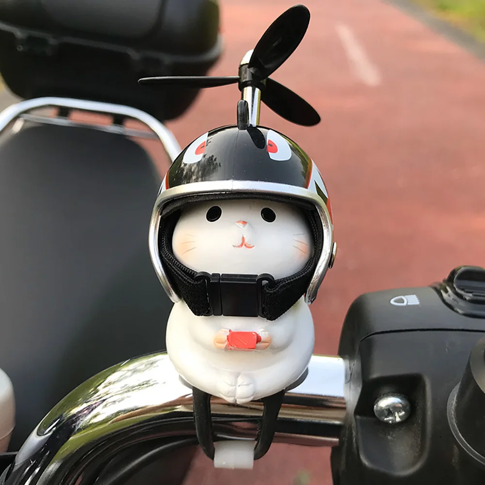 Motorcycle Handlebar Cat Helmet Deco Bike Electric Cute Cartoon With Helmet Propeller Ornaments Riding Equipment Accessories