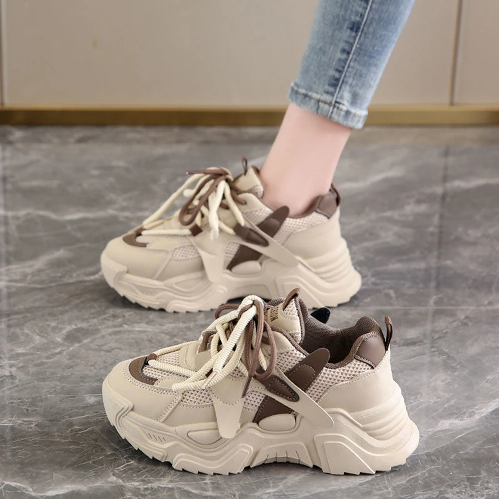 Mesh Breathable Casual Women's Sports Shoes Ladies Woman Running Sneakers New Summer Spring Designer Thick Sole Platform Shoes view 2