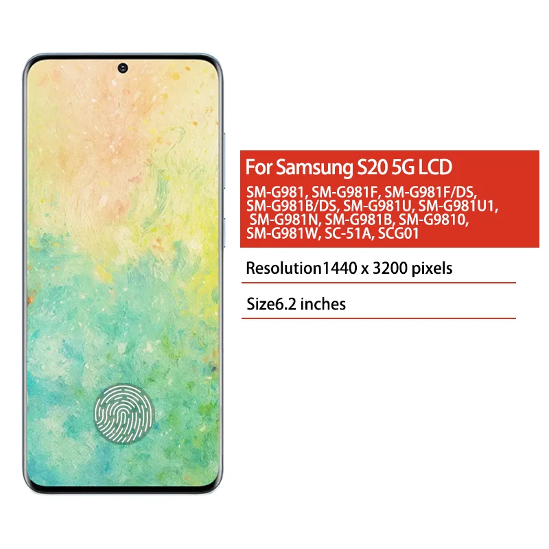 G981F G981F/DS G981B/DS G981 Premium LCD do Samsunga S20 5G Wyświetlacz Ekran Dotykowy Digitizer Panel Z Ramką — zdjęcie produktu 2