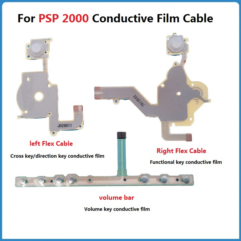 Para sony psp 2000 cabo flexível película condutora esquerda e direita volume cabo botão linha combinação acessórios de reparo psp2000