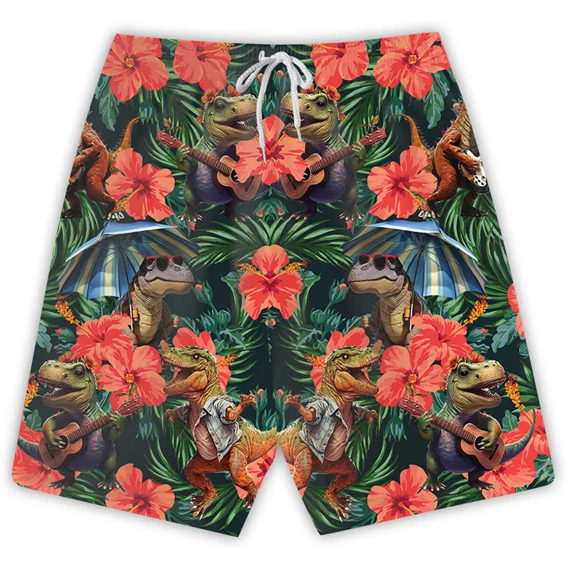 Dinosaur Beach New 3d Printing Men Shorts  2025 Fashion Summer Animal Graphic Swimming Trunks Drawstring Board Shorts