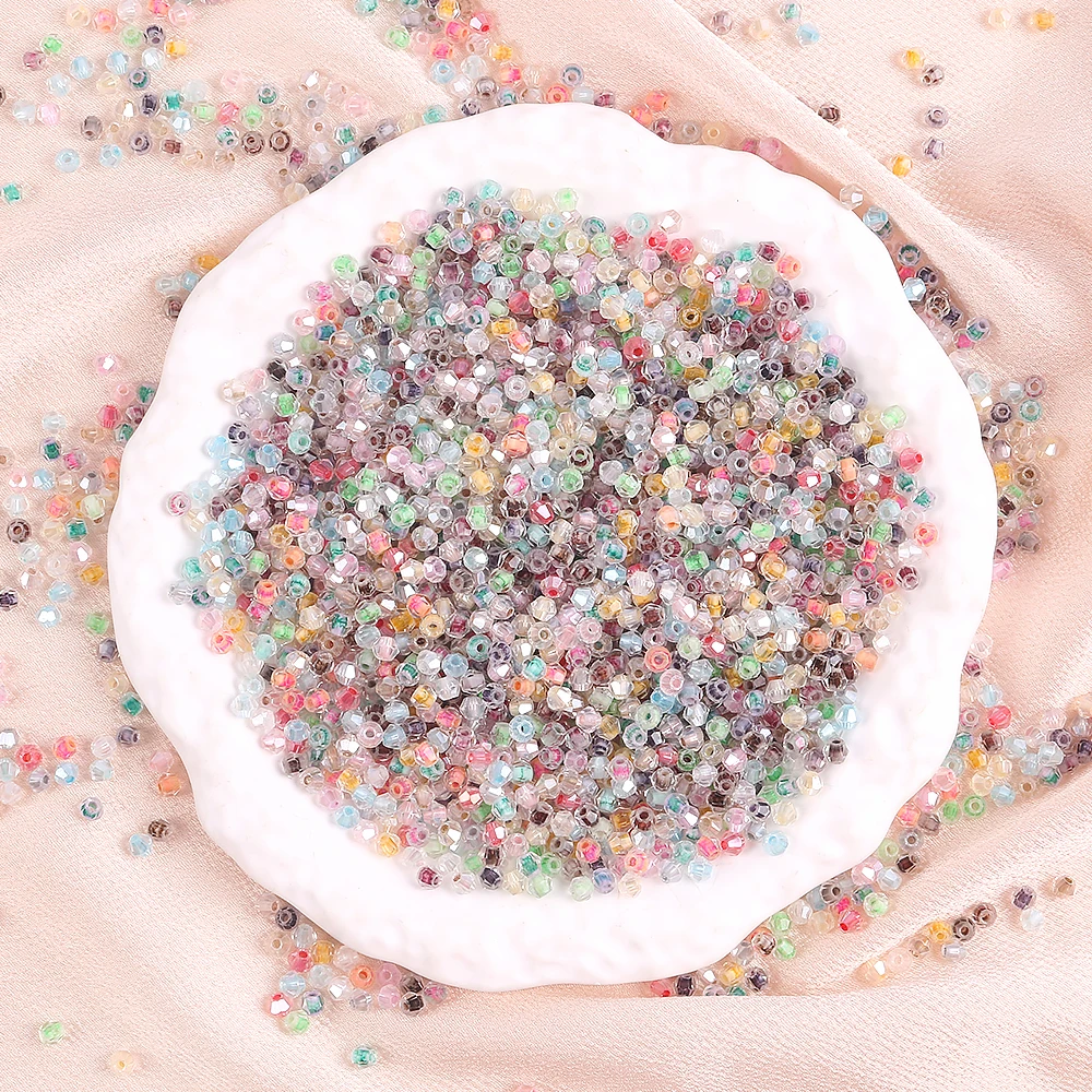 

200Pcs 4mm Diamond-shaped beads Glass Colorful Loose Spacer Beads for Jewelry Making DIY Bracelet Necklace Earring Accessorie