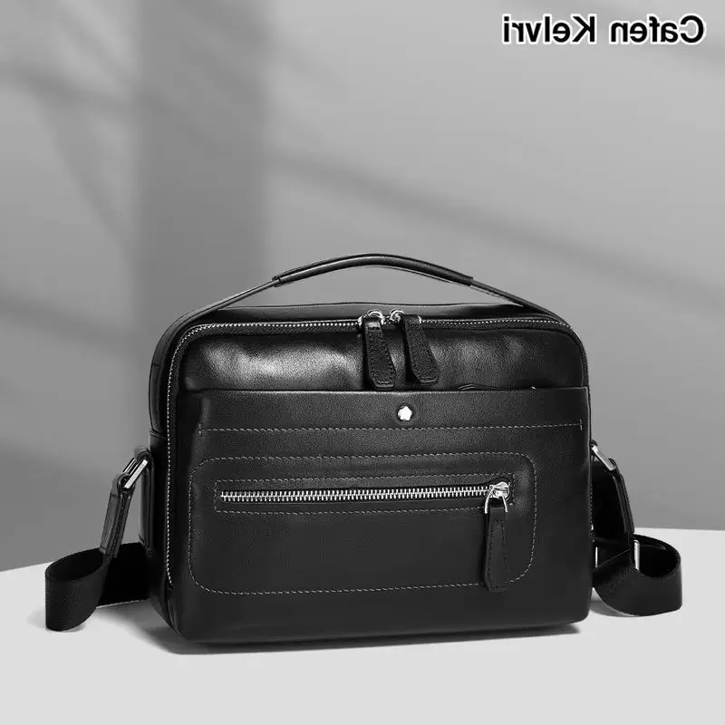 New Genuine Leather Men's Crossbody Bag Casual Shoulder Bag Premium First Layer Cowhide Versatile Sling Pack for Daily Work Trav