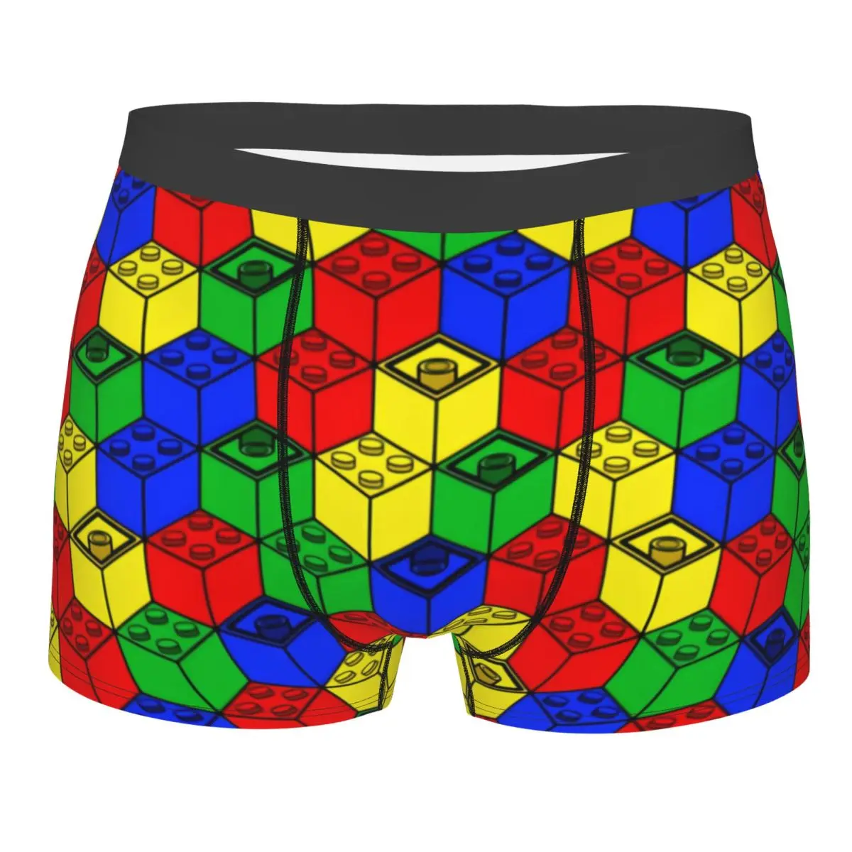 

Пользовательские разноцветные строительные блоки, шорты-боксеры для Homme, сексуальное нижнее белье с 3D принтом, трусы, эластичные трусы