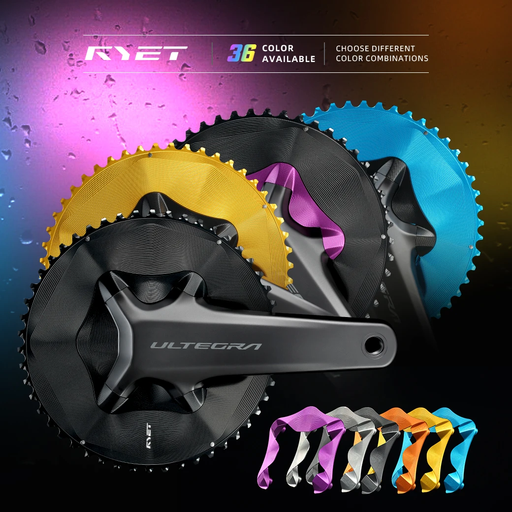 

RYET 12-Speed Aero Road Bike Chainring 50-34T 52-36T 2x Crankset Compatible with Shimano Dura-Ace R9200 Ultegra R8100 105 R7100
