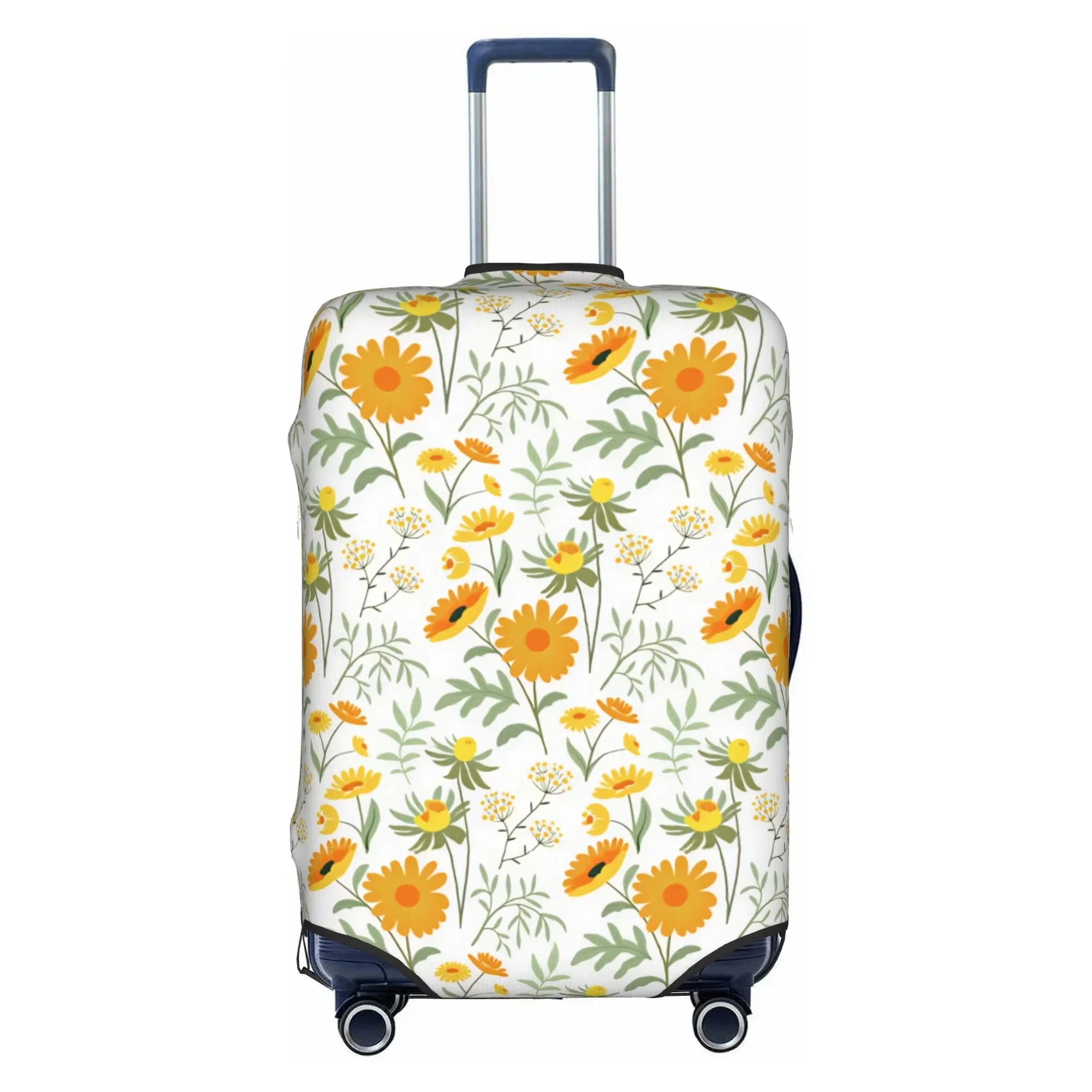 Blue White Floral Pattern Print Luggage Cover Elastic Suitcase Protector Dustproof Anti Scratch Travel
