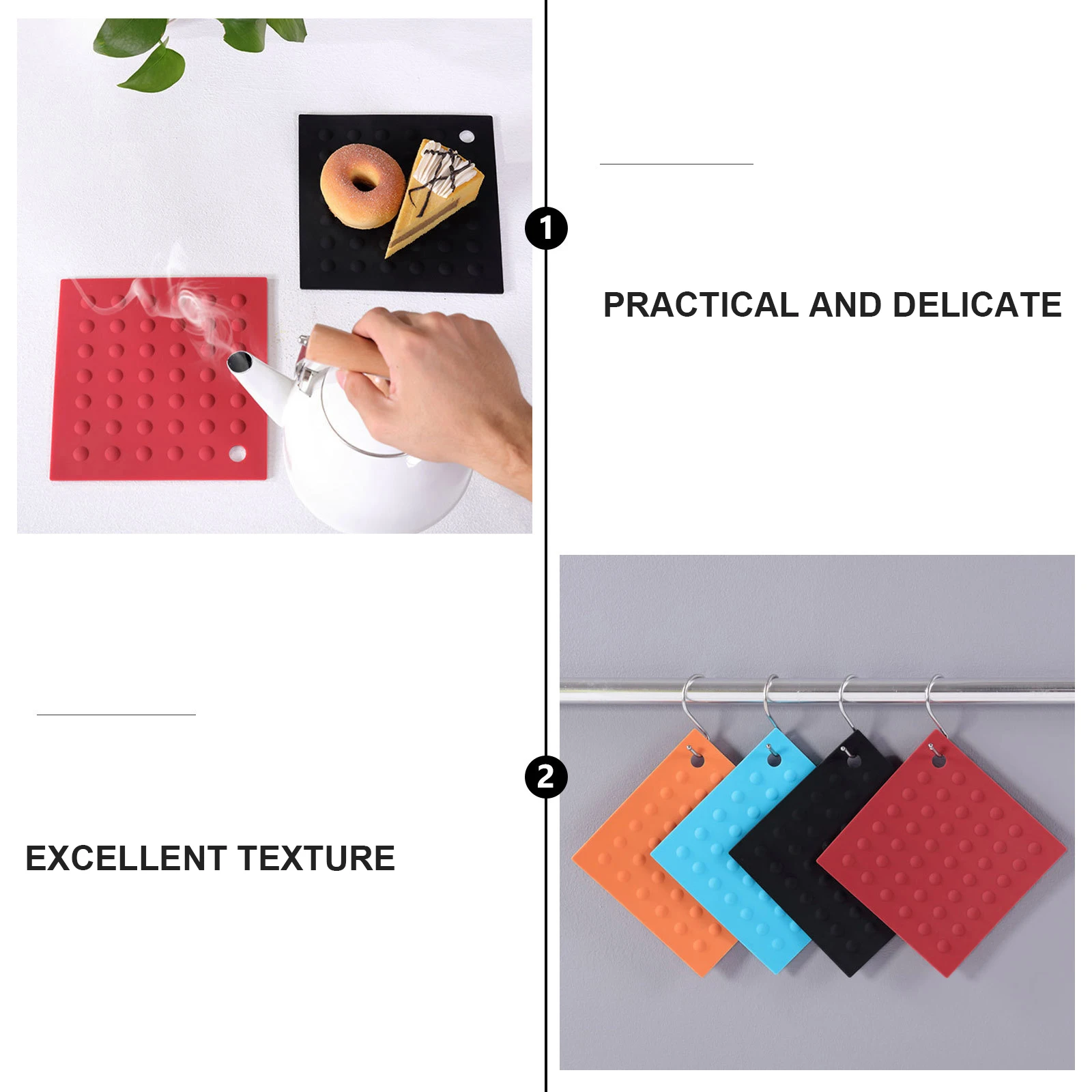 

Silicone Pad Pot Holders Trivets Kitchen Worktops Heat Resistant Mat Non Slip Multipurpose Protect Countertop Water