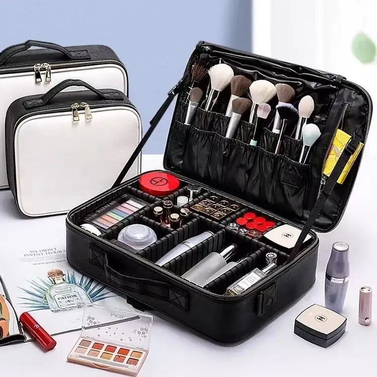 PU New Large Capacity Oxford Cloth Cosmetic Bag Women's Waterproof Portable Travel Cosmetic Bag Professional Cosmetic Tool Bag