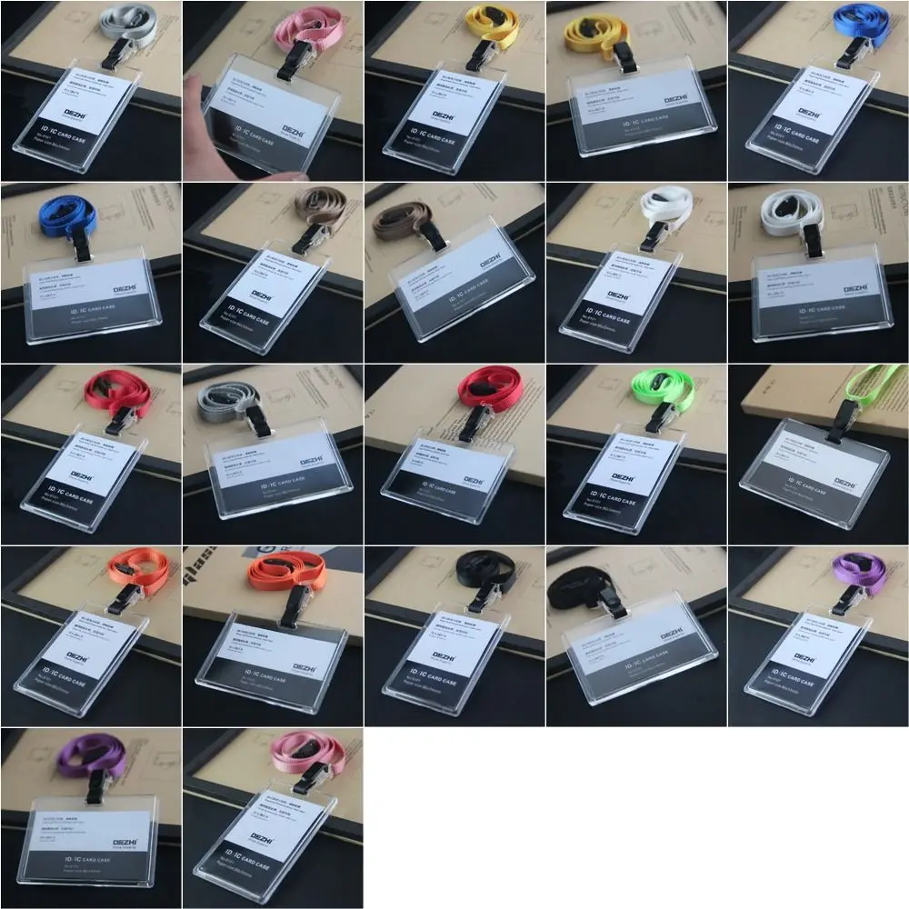 1 Pc Acrylic Name Card Cover Adjustable Work Identity Employee Card Bank Card Lanyard Neck Straps Employee's Staff Badge Cards