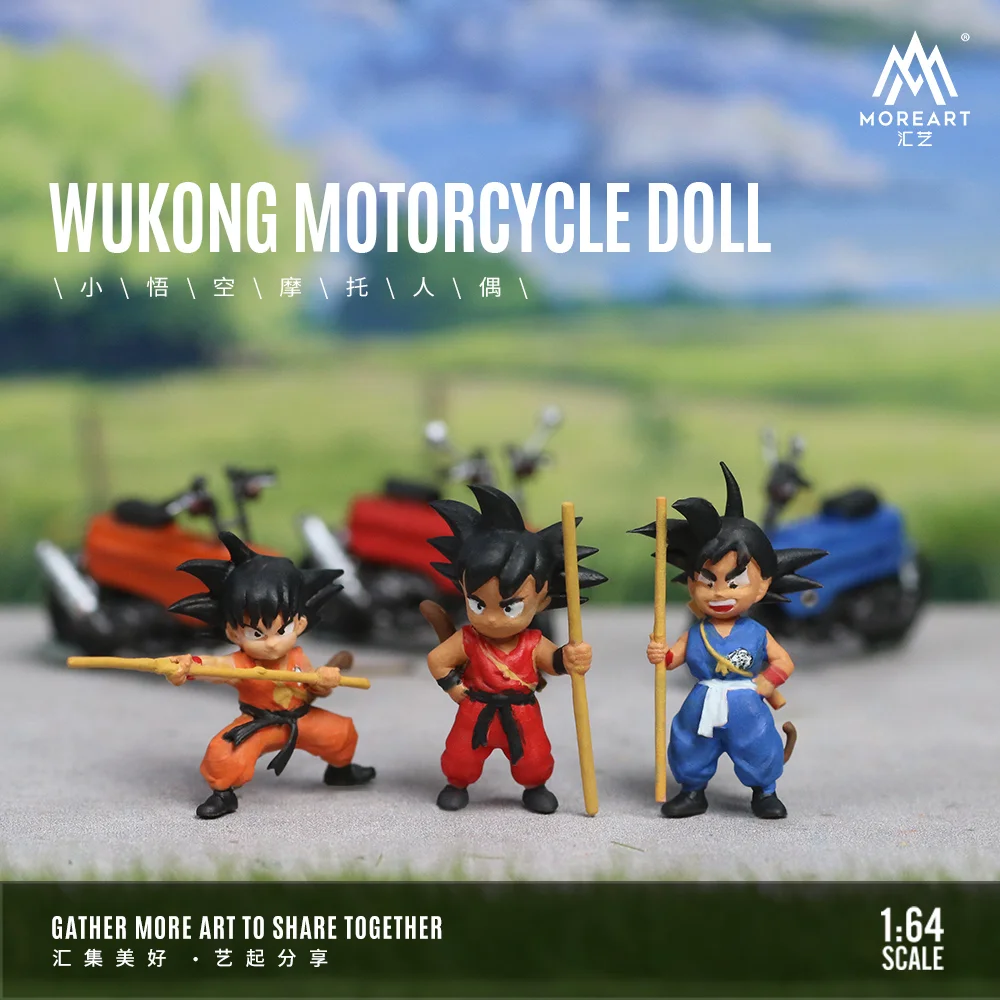 More Art 1:64 Red Blue Orange WUKONG MOTORCYCLE DOLL Display & Collection & Gift