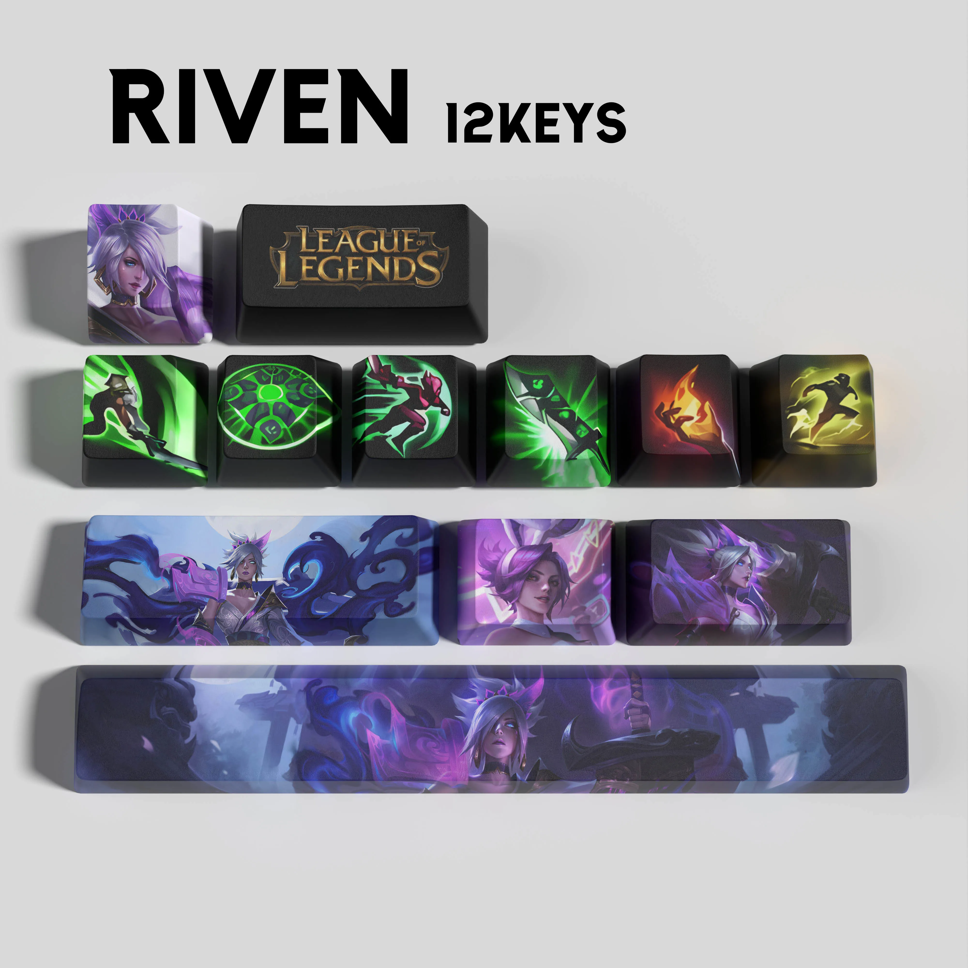 Riven keycaps League of Legends Riven keycaps  game keycaps OEM Profile 12keys PBT dye sub keycaps