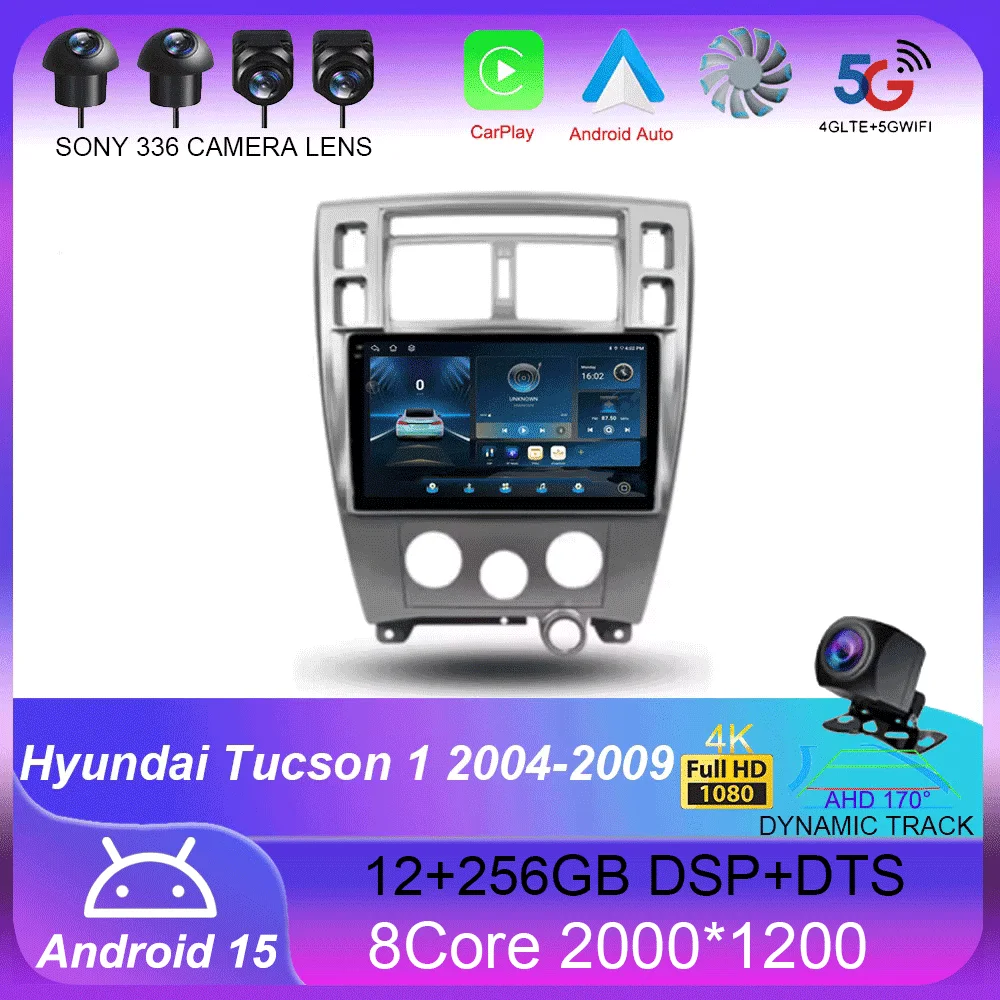 

For Hyundai Tucson 1 2004 - 2009 Carplay Auto 4G+WIFI GPS Car Radio Navigation Multimedia Video Player Stereo BT Android 15