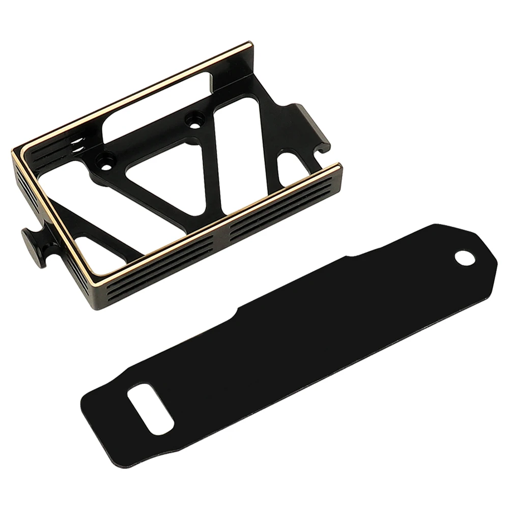 1 Set Black Coating Brass TRX4-M Universal Battery Tray Mounting Plate Wi/ Tie for TRX4M 1/18 RC Crawler Car Metal Upgrade Parts