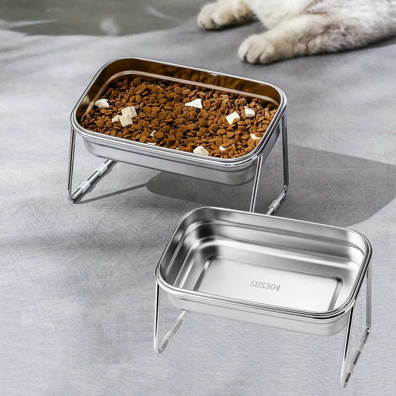 Elevated Cat Bowl Double Feeder Pet Accessories Pet Cat Plate Dog Food Bowl  Home Feeding Trough For Small Medium Pet Bowl