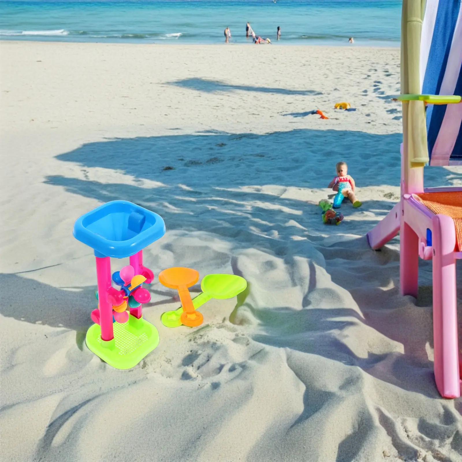 

1Set Kids Beach Sand Playing Hourglass Water Wheel Children Outdoor Beach Sand Wheel Playset Kids Plaything Waterwheel Toy