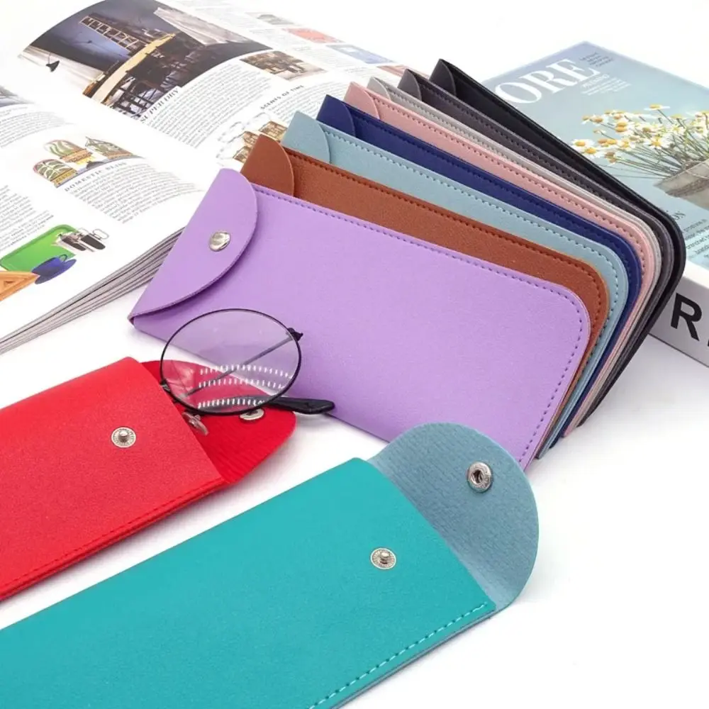 Solid Color PU Leather Glasses Bag Sundries Jewelry Pouch With Metal Buckle Lipstick Storage Bag Coin Purse