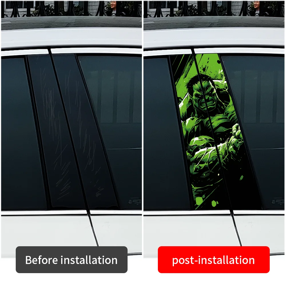 Hulk Car Stickers Waterproof DIY Auto B-pillar Protective Decoration Cover Scratches Waterproof Vehicle Decals Accessories