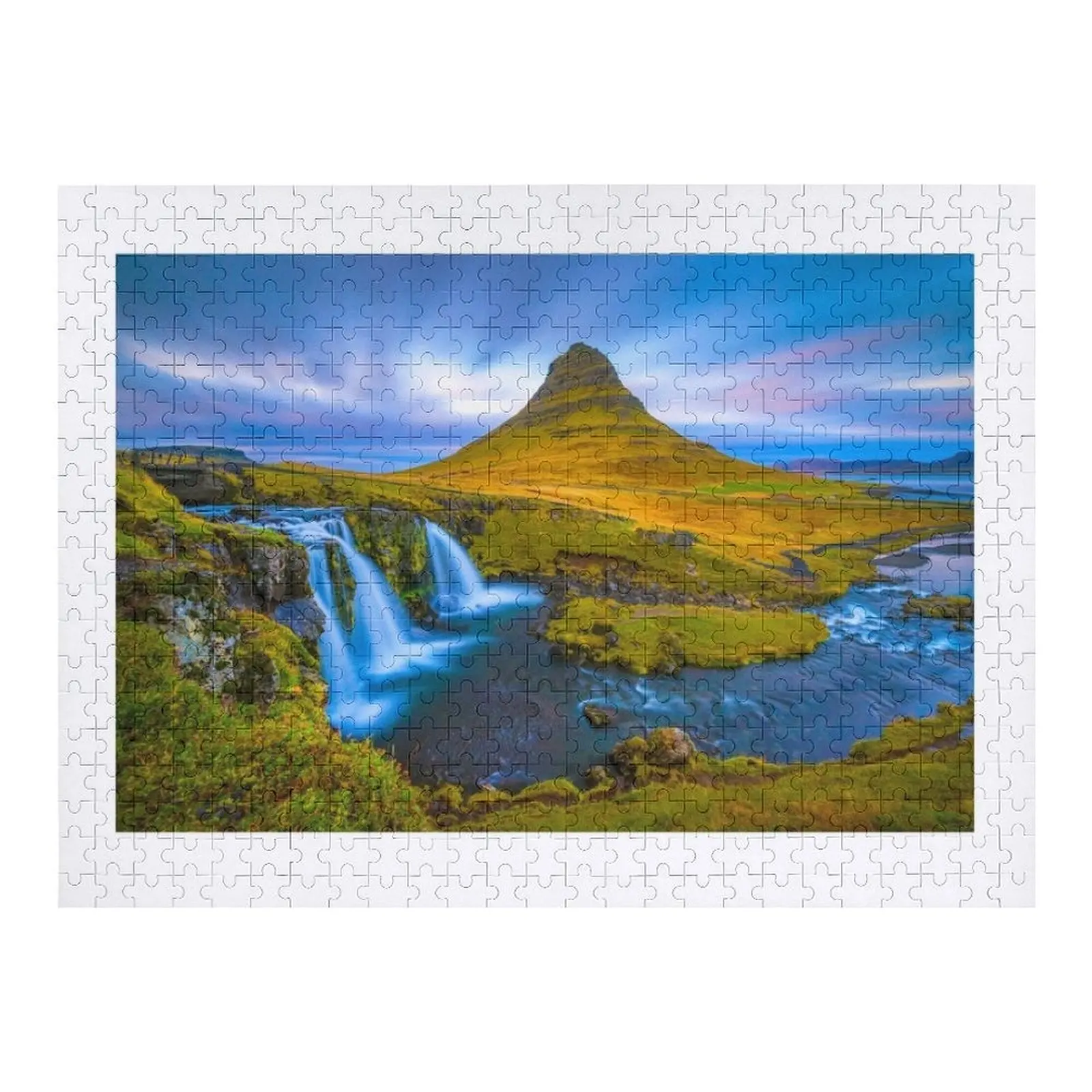 

Головоломка Киркжуфел, гора, Исландия, персонализированная головоломка с деревянным именем и деревянными животными