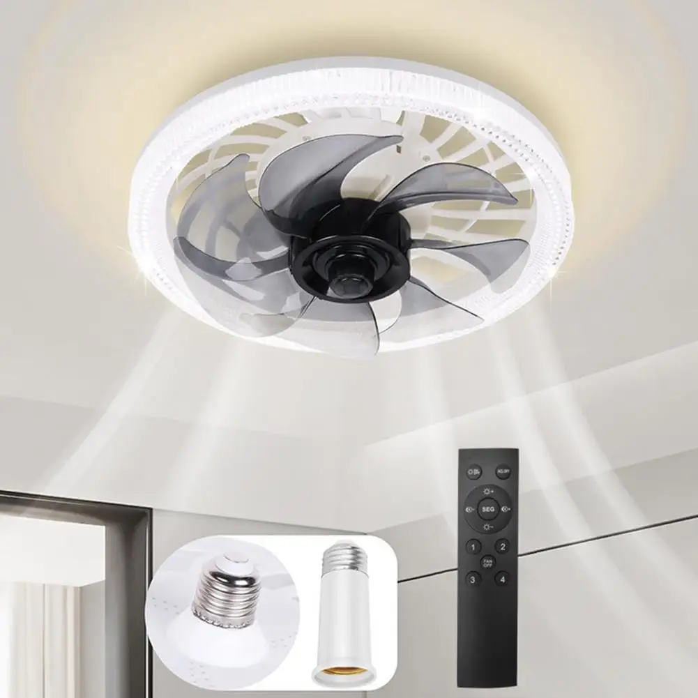 Adjustable Color Temperature Ceiling Fan Bedroom Ceiling Fan with 4-speed Options Modern Flush Mount Ceiling Fan for Bedroom