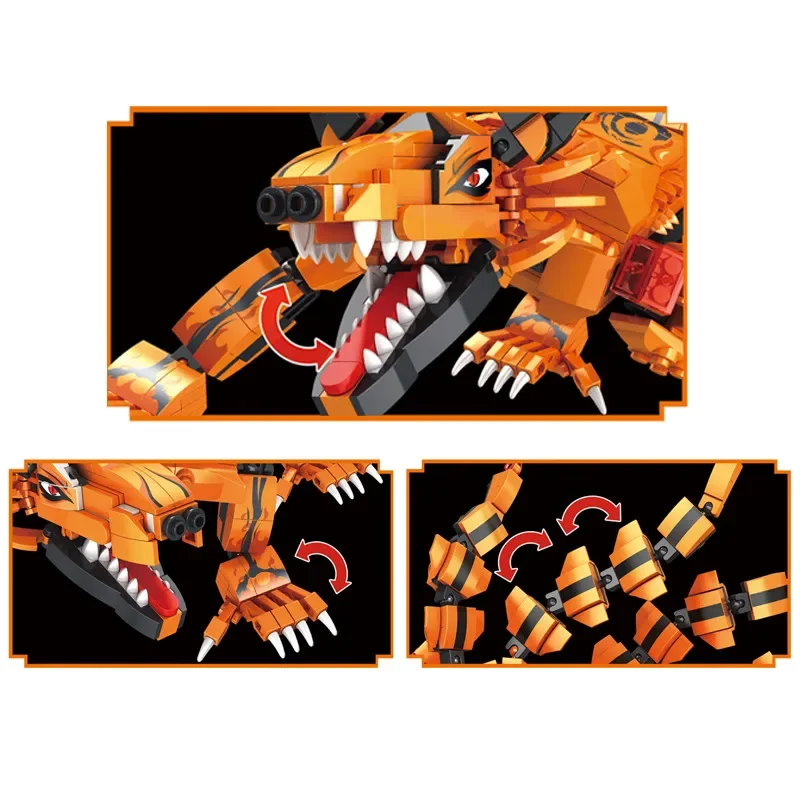 Ninja Bijuu Uzumaki Naruto Kurama Kyuubi Nine Tailed Fox Building Blocks Kit Classic Cartoon Anime Movie Model Kid Toys Gift