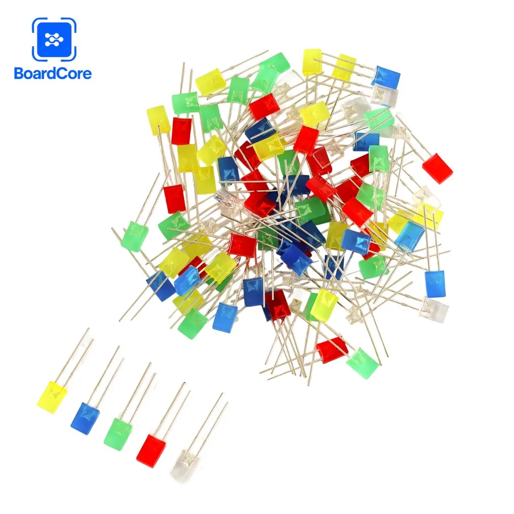 100PCS/lot 2x5x7mm Square LED Diode Set 5 Colors Short-LEG Light-Emitting Diode LED In-Line Lamp Beads DIY Electronic Kit